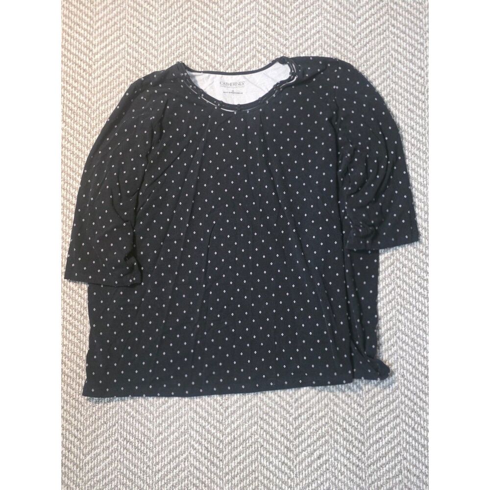 Catherines Suprema Collection Women's Plus Size 3X Black Geometric Knit Blouse